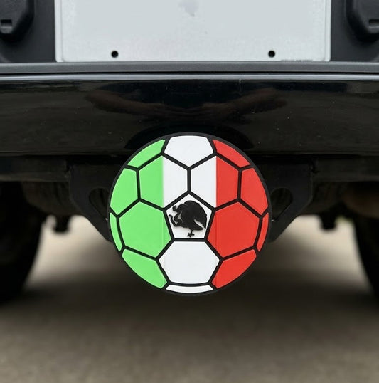 Mexican Flag Themed Soccer Ball Hitch Cover Cap Plug – Fits 2 Inch Receiver for Truck & SUV – FIFA World Cup Mexico Fan Trailer Accessory