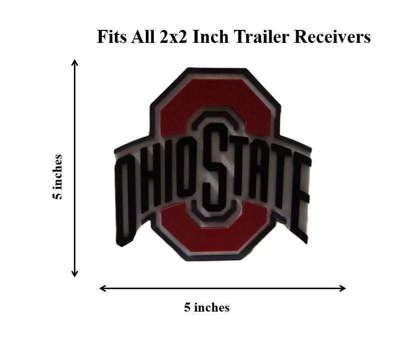 Ohio State University Trailer Hitch Cover Cap Plug – Fits 2" Receiver Truck SUV – Buckeyes Fan Gift Columbus Cleveland Cincinnati