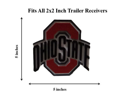 Ohio State University Trailer Hitch Cover Cap Plug – Fits 2" Receiver Truck SUV – Buckeyes Fan Gift Columbus Cleveland Cincinnati