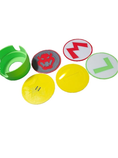 Mario bros Luigi Coaster Set For Video Game Room Table Top Desk Warp Pipe Holder 5 Piece