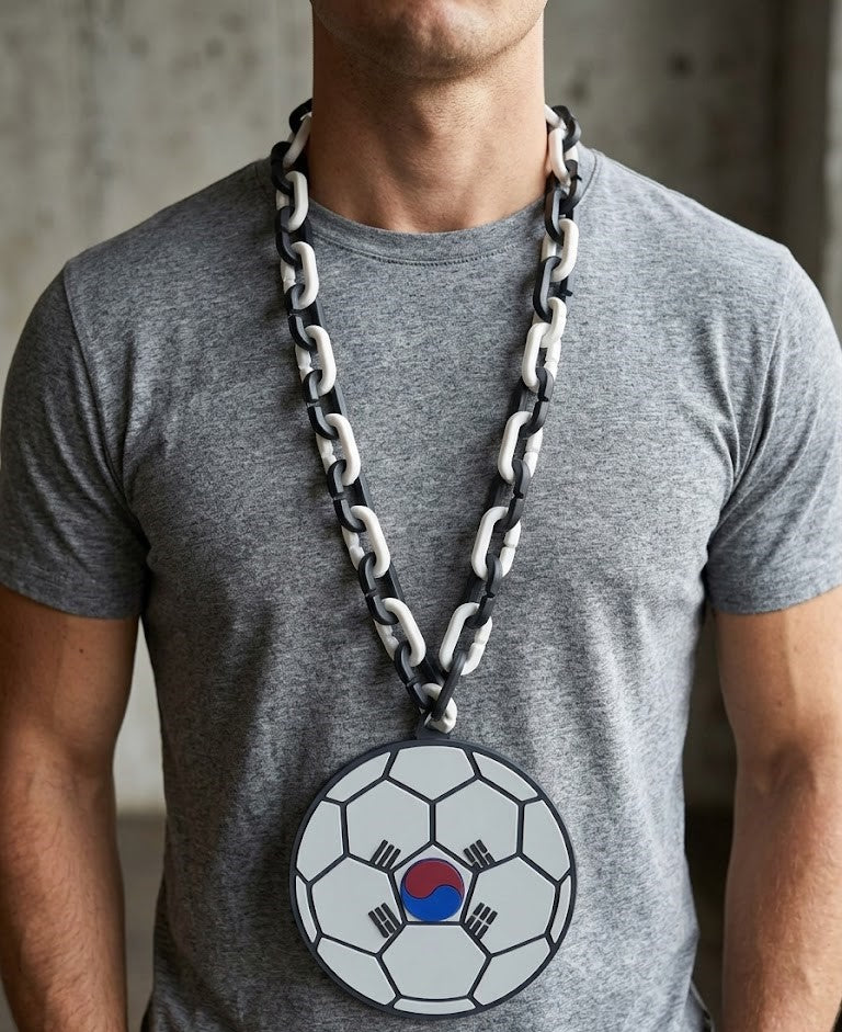 South Korea Hype Chain Necklace - FIFA Football Soccer Taegeuk Warriors Jewelry | Korea Futbol Fan Chain for World Cup Matchday Fans
