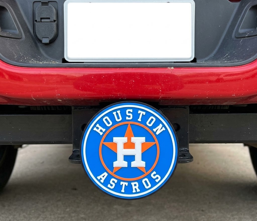Houston Astros Trailer Hitch Plug Cap Truck - For 2" Receiver - 5" Emblem Orange Navy Star H Logo Baseball Tow Hitch Cap Truck Accessory