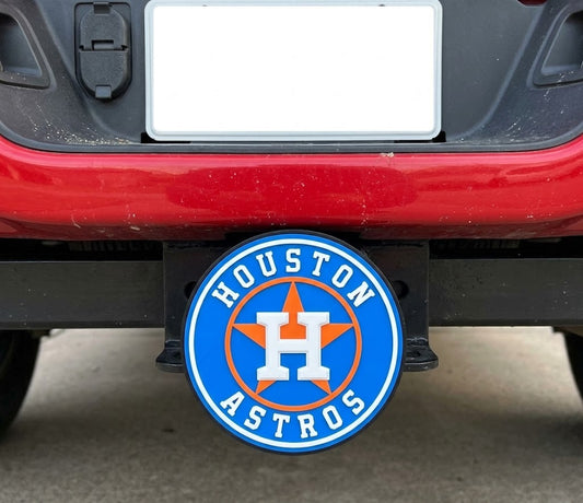 Houston Astros Trailer Hitch Plug Cap Truck - For 2" Receiver - 5" Emblem Orange Navy Star H Logo Baseball Tow Hitch Cap Truck Accessory
