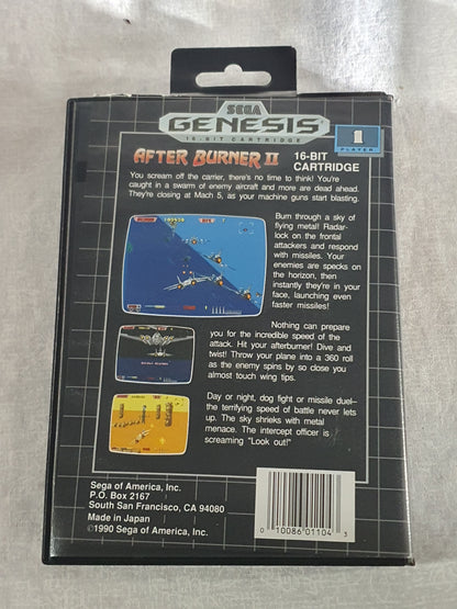 Sega After Burner II Genesis Box Case Shooter 1990 Retro Vintage Game Tested Collector Cartridge Original Classic Edition Arcade