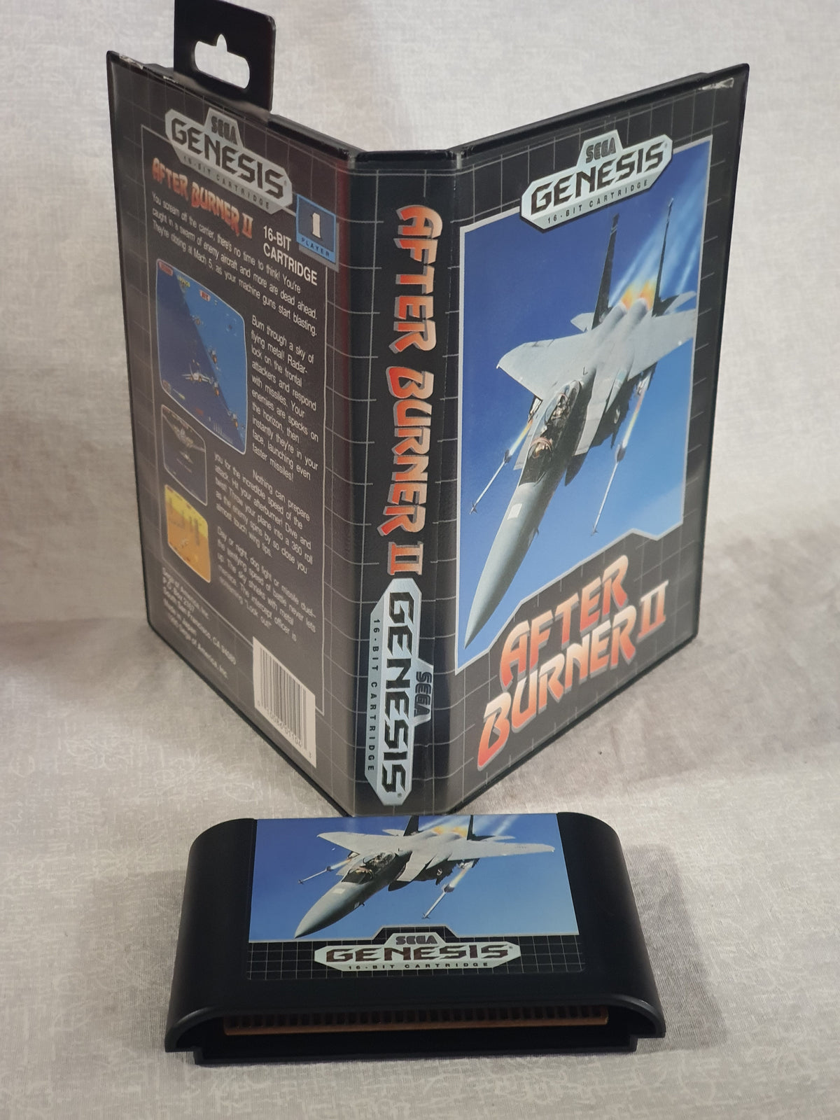 Sega After Burner II Genesis Box Case Shooter 1990 Retro Vintage Game Tested Collector Cartridge Original Classic Edition Arcade