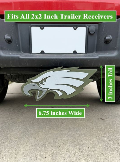 Philadelphia Eagles Trailer Hitch Cover Head Football Team Tow Hitch Cap Green White 6.75"x3" Emblem For 2" Receiver