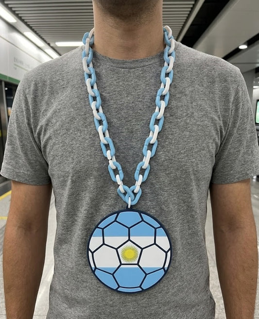 Argentina Hype Chain Necklace - FIFA Football Soccer Albiceleste Jewelry | Argentina Futbol Fan Chain for World Cup Copa Matchday Fans