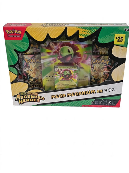 Pokemon TCG Ascended Heroes MEGA MEGANIUM ex Box Factory Sealed NEW - 4 Booster Packs | Pokemon Cards Collector Box