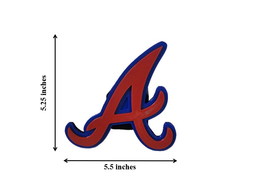 Atlanta Braves Baseball Trailer Hitch Receiver Cover Plug Cap 2x2" Receiver Ford Dodge Jeep Ram Chevy Nissan Honda Toyota Truck SUV Vehicles