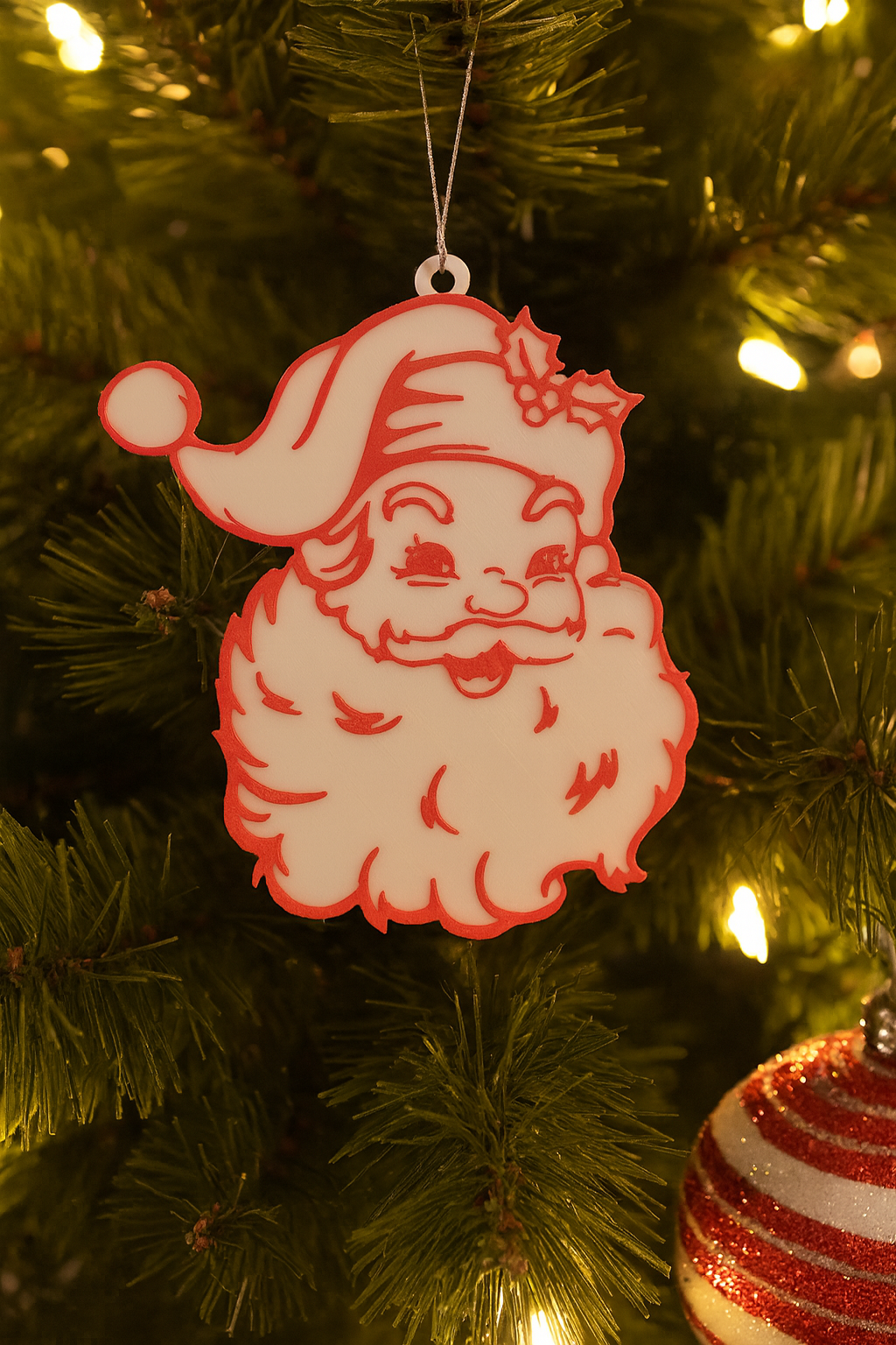 Santa Claus Christmas Holiday Tree Ornament 5x3 in Custom Colors 3 Pack Bundle