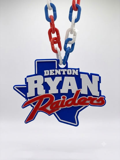 Denton Ryan Raiders Hype Chain for NTX Varsity Areas | Booster Club Cheer Squad Spirit Necklace Football Baseball Softball Basketball Tennis
