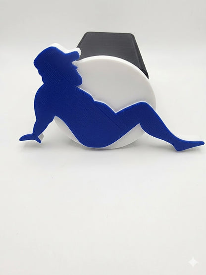Blue Mudflap Fat Guy Trucker Symbol Trailer Hitch Receiver Cover Plug 2" Receiver New Compatible With Ford Dodge Jeep Ram Chevy Nissan Honda Universal Truck SUV Models 2x2