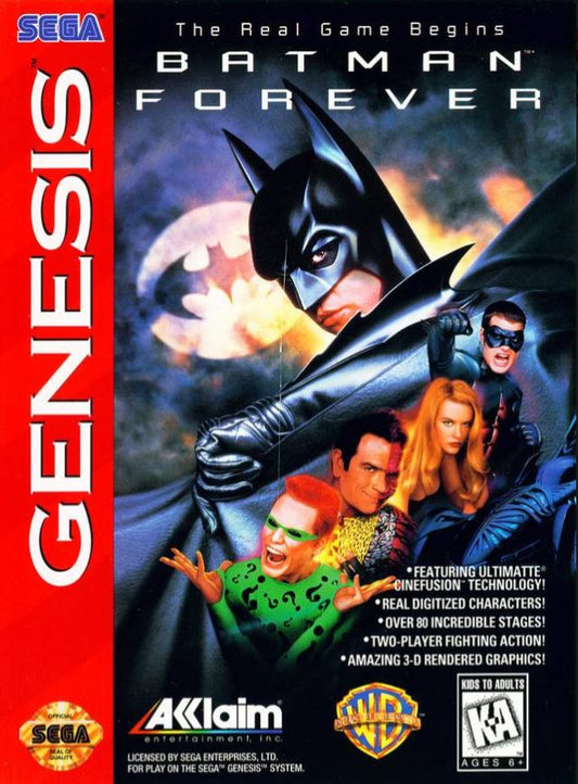 Batman Forever (Sega Genesis, 1995) Clean Video Game Very Good Tested T-81336