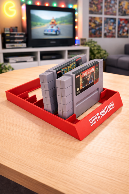SNES Super Nintendo System Game Stand Cartridge Holder Display Rack 7 Videogame