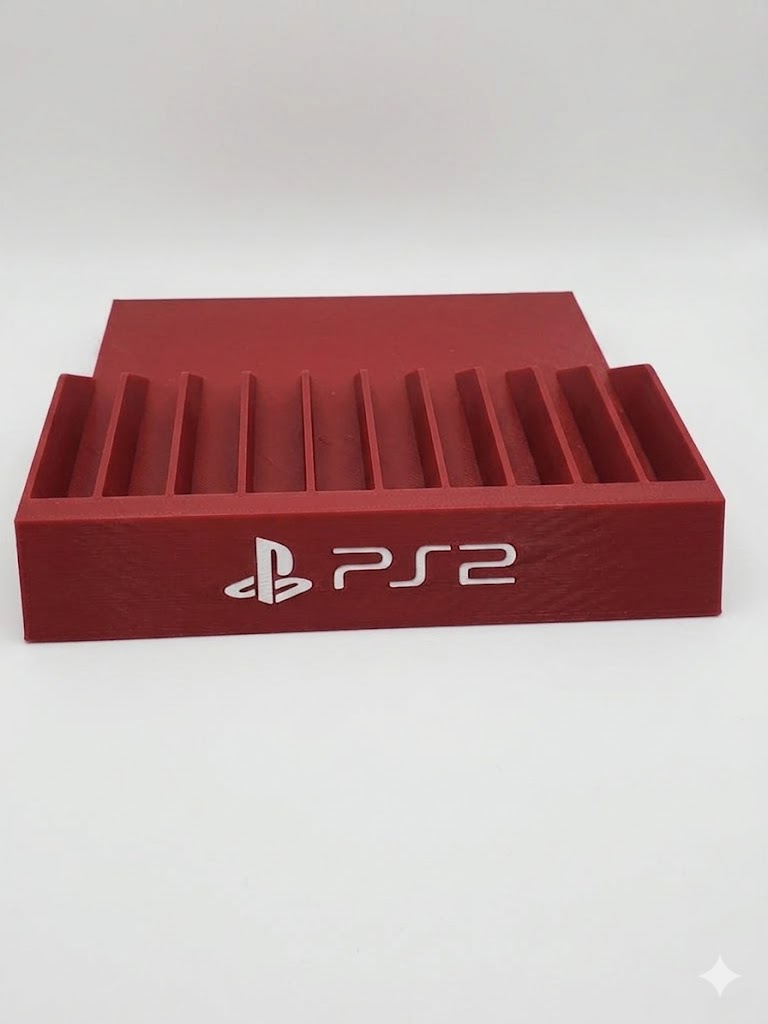 Red PlayStation Holder Holds 10 Games Sony Game Storage Display PS2 Desktop DVD