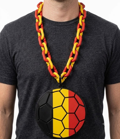 Belgium Soccer Football World Cup Hype Chain Necklace - Red Devils FIFA Jewelry | Belgium Futbol Fan Chain for Matchday