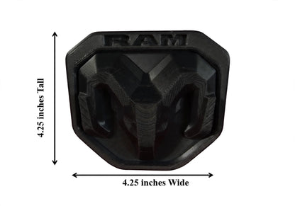 Dodge RAM 2" Tow Hitch Cover Plug Cap - RAM Emblem Receiver Plug for 1500 2500 3500 Trucks, Matte Black Cover for 2 Inch Receiver Hitch Tube