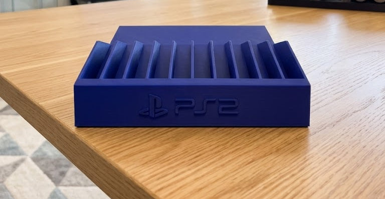Blue PlayStation 2 Holder Sony Storage PS2 Desk Buddy Organizer Space Saver New