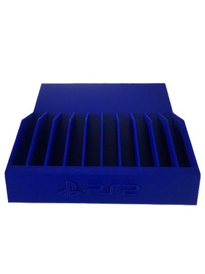Blue PlayStation 2 Holder Sony Storage PS2 Desk Buddy Organizer Space Saver New