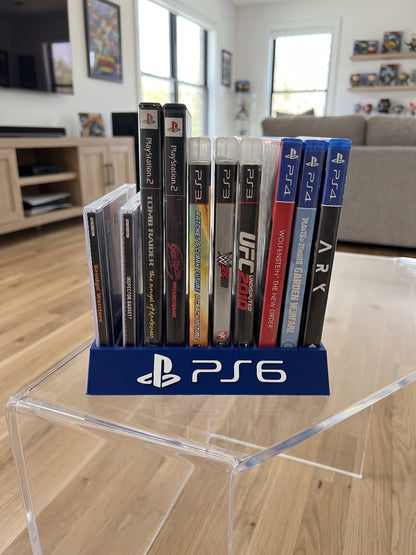 PlayStation 6 Holder Holds 10 Games Sony Storage Display PS6 Desktop Shelf Organizer Rack Stand Collection Showcase DVD Bluray