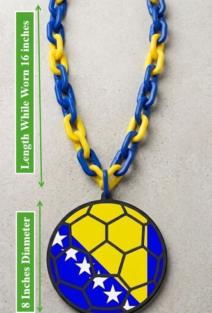 Bosnia Herzegovina Soccer Football World Cup Hype Chain Necklace - FIFA Jewelry | Bosnia Futbol Fan Chain for Matchday