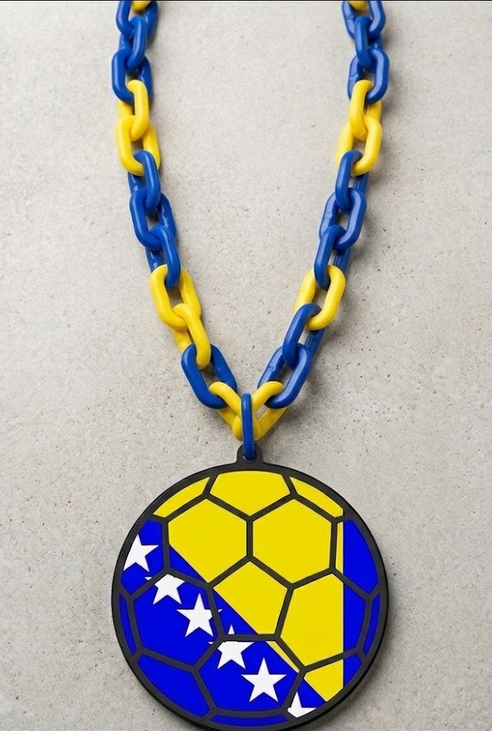 Bosnia Herzegovina Soccer Football World Cup Hype Chain Necklace - FIFA Jewelry | Bosnia Futbol Fan Chain for Matchday