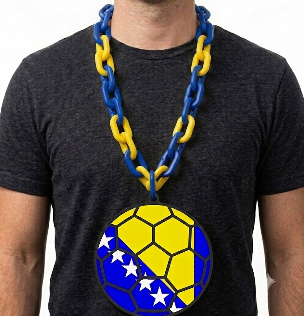 Bosnia Herzegovina Soccer Football World Cup Hype Chain Necklace - FIFA Jewelry | Bosnia Futbol Fan Chain for Matchday