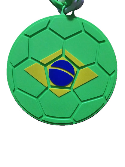 Brazil 32in Hype Chain Necklace 8in Emblem - FIFA Football Soccer Selecao Canarinho | Brazil Futbol Fan Chain for World Cup Copa Matchday