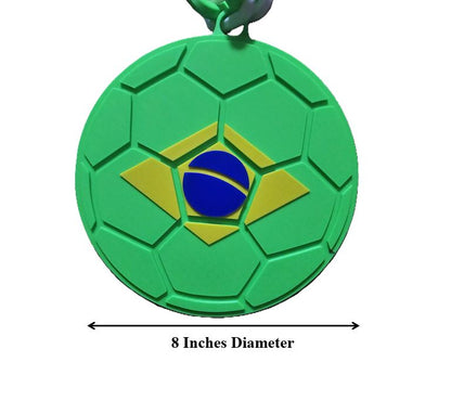 Brazil 32in Hype Chain Necklace 8in Emblem - FIFA Football Soccer Selecao Canarinho | Brazil Futbol Fan Chain for World Cup Copa Matchday