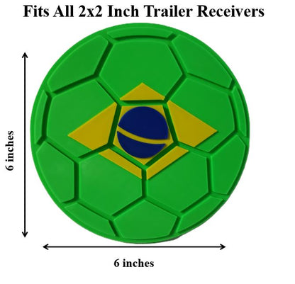 Brazil Flag Soccer Hitch Cover - FIFA World Cup Fan Trailer Hitch Protector | Brazilian Soccer Accessory for Tailgates Selecao Supporters