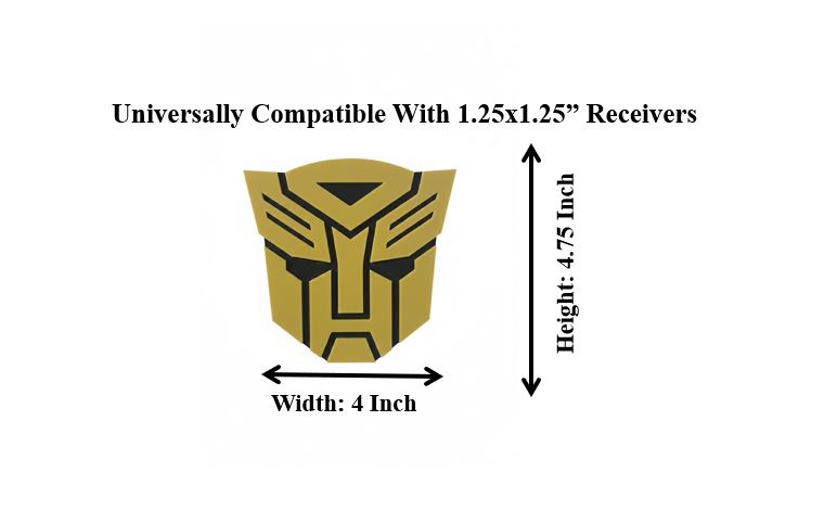 Logo of a robot head with dimensions labeled on a white background