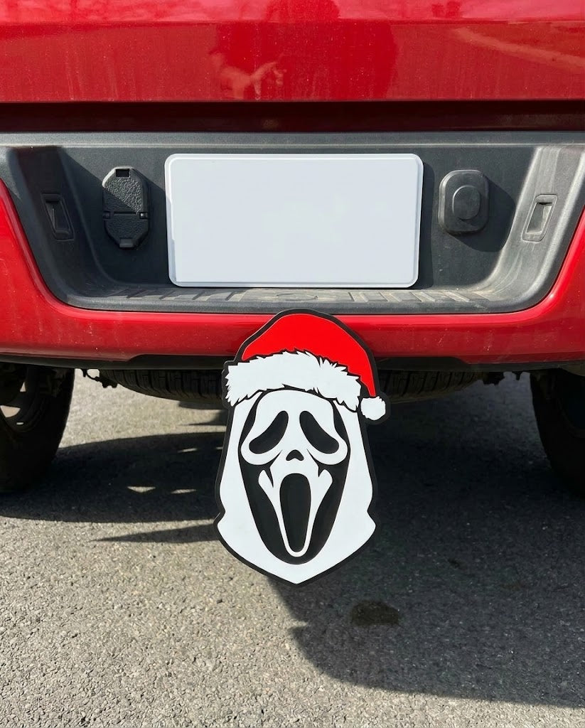 Ghost Face Trailer Hitch Plug Scream Mask Christmas Truck Receiver Cap Santa Horror Accessory Gift
