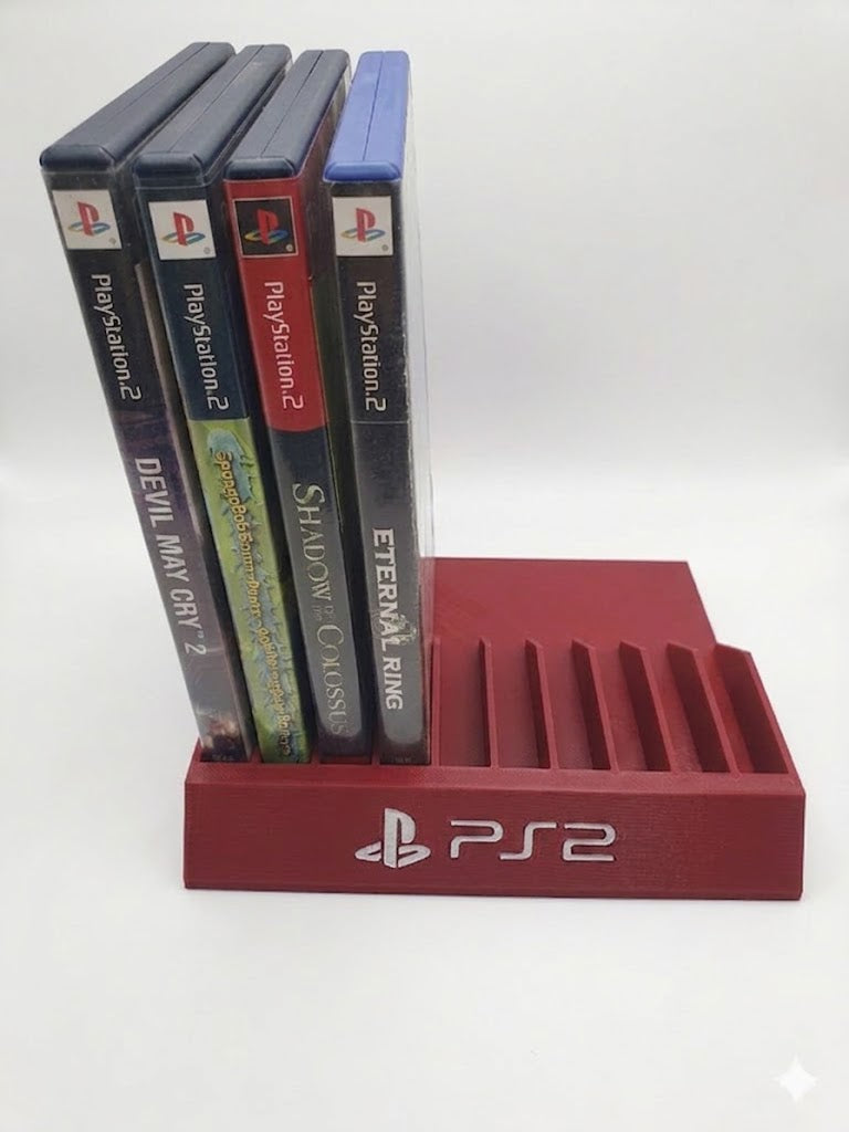Red PlayStation Holder Holds 10 Games Sony Game Storage Display PS2 Desktop DVD