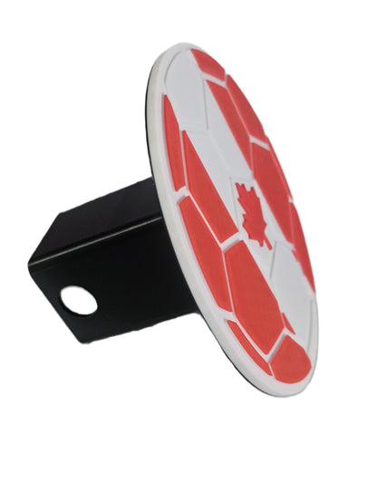 Canada Flag Maple Leaf Soccer Hitch Cover - FIFA World Cup Fan Trailer Hitch Protector | Canadian Soccer Truck Accessory for Tailgates