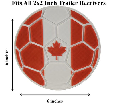 Canada Flag Maple Leaf Soccer Hitch Cover - FIFA World Cup Fan Trailer Hitch Protector | Canadian Soccer Truck Accessory for Tailgates