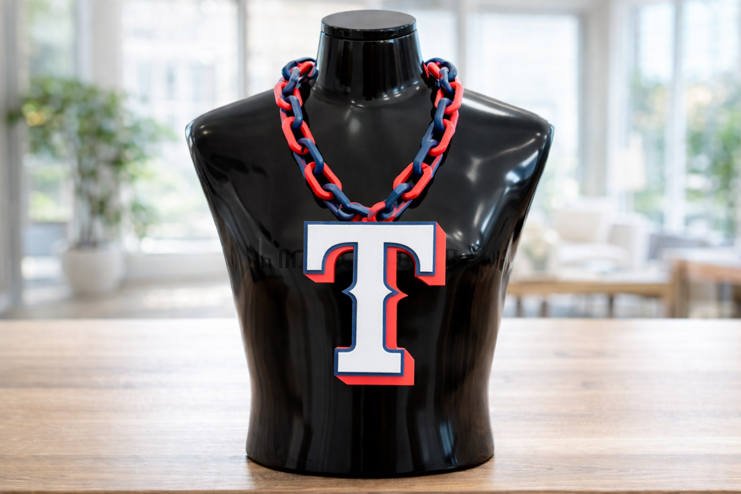 MLB Texas Rangers Jumbo Big Fan Chain Necklace Pendant Arlington Baseball 32"