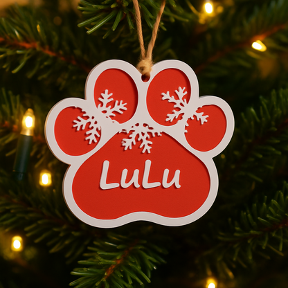 3 Pcs NEW Christmas Pet Paw Ornament Holiday Set Tree Custom Dog Cat Animal Name