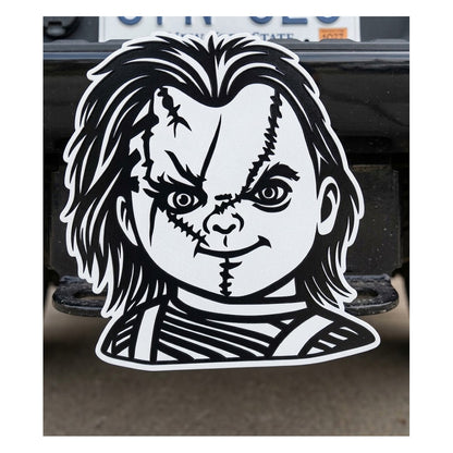 Chucky Childs Play Trailer Hitch Cover 2" Receiver Evil Doll Horror Movie Plug Cap Black Good Guy Scary Slasher Truck SUV Halloween Gift