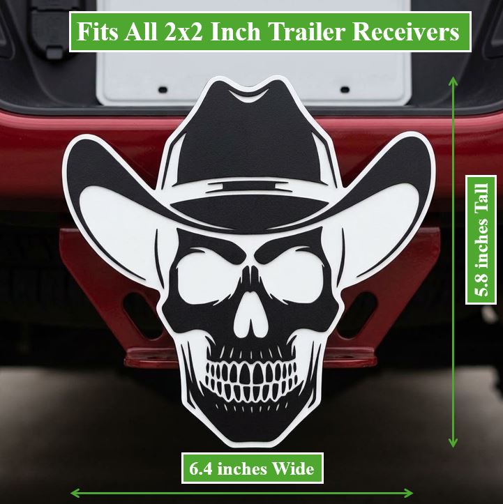 Cowboy Skull Western Biker Trailer Truck Plug Cap Cover Tow Hitch 2 Receiver Rodeo Gift Decor Ranch