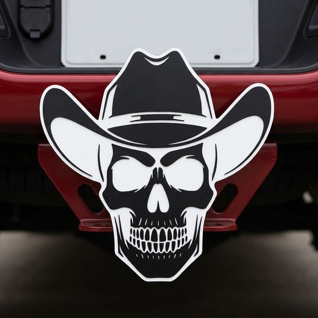 Cowboy Skull Western Biker Trailer Truck Plug Cap Cover Tow Hitch 2 Receiver Rodeo Gift Decor Ranch
