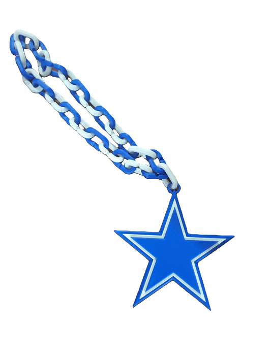 Dallas Cowboys 8x5 Custom Blue Pendant Chain New Jumbo Size Plastic 15" Necklace