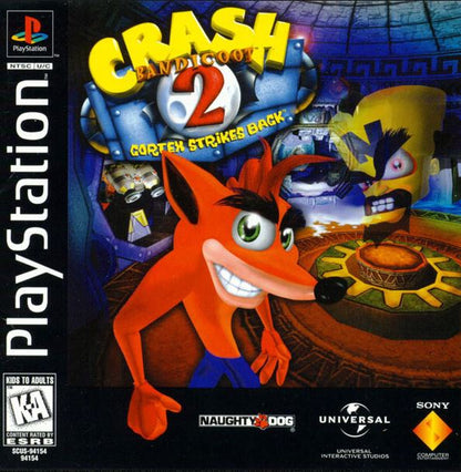 Crash Bandicoot 2: Cortex Strikes Back (PlayStation, 2000) Disc Good - First Print - Black Label
