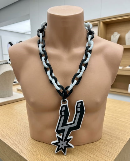 San Antonio Spurs Basketball Playoff Hype Chain – 8" Pendant 32" Chain NBA Fan Necklace for Spurs Nation