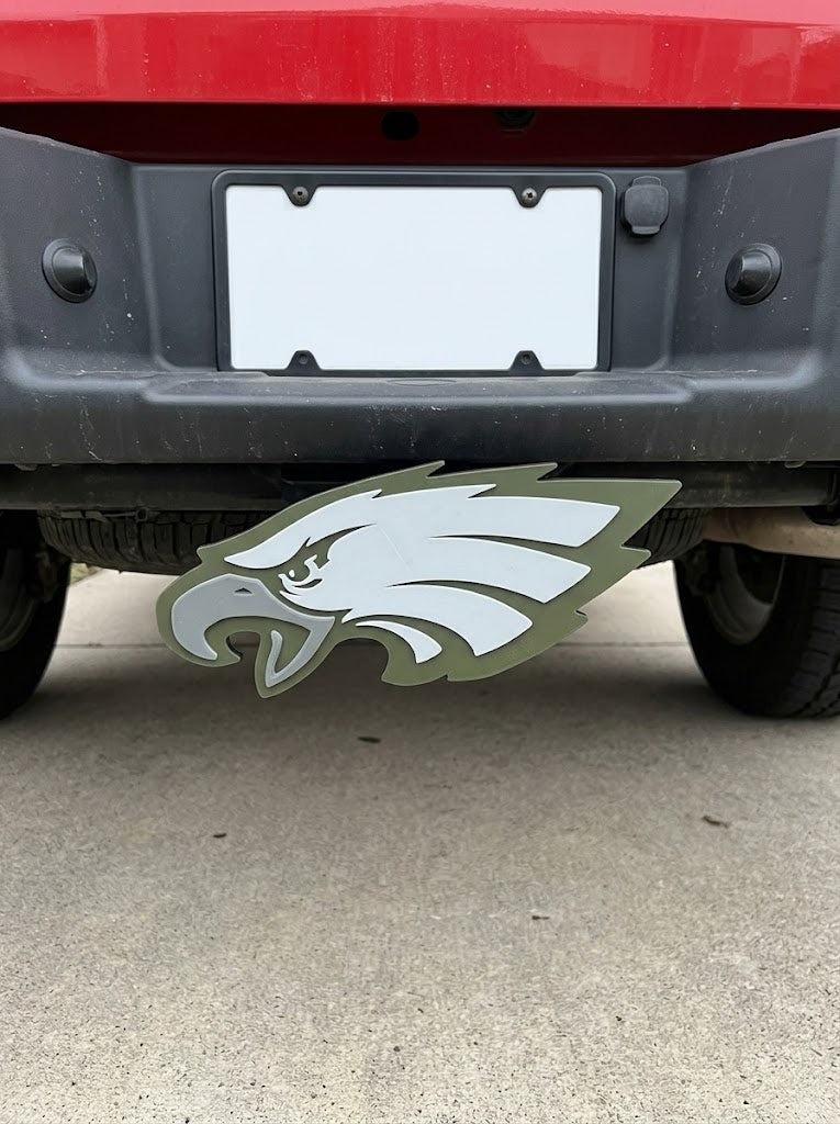 Philadelphia Eagles Trailer Hitch Cover Head Football Team Tow Hitch Cap Green White 6.75"x3" Emblem For 2" Receiver