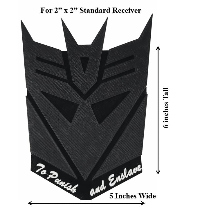 Dark Evil Black Transformers Deception Trailer Hitch Receiver Cover Plug Cap