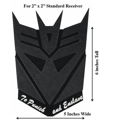 Dark Evil Black Transformers Deception Trailer Hitch Receiver Cover Plug Cap