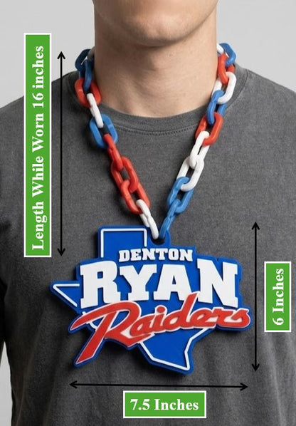 High School Hype Chain Necklace – 32" Chain Sports Cheer Fan Jewelry for Football Basketball Baseball Kids Youth Teens Adults Unisex