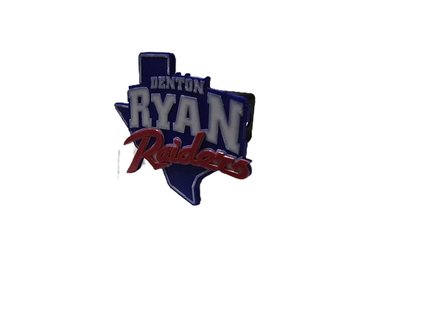 Denton Ryan Raiders Trailer Hitch Cover Cap Plug – Fits 2" Receiver Truck SUV – Red Black Raider Nation Football Gift