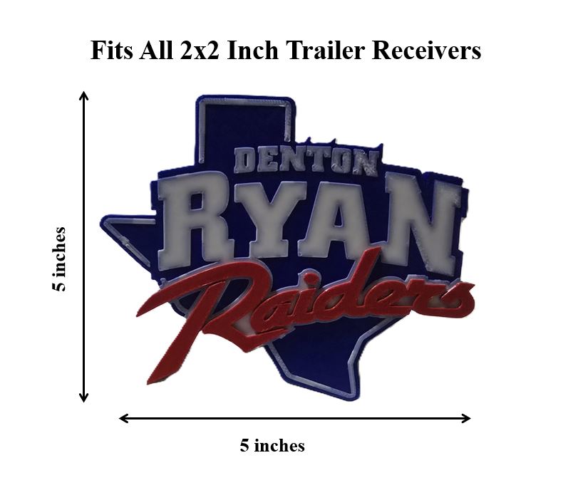 Denton Ryan Raiders Trailer Hitch Cover Cap Plug – Fits 2" Receiver Truck SUV – Red Black Raider Nation Football Gift
