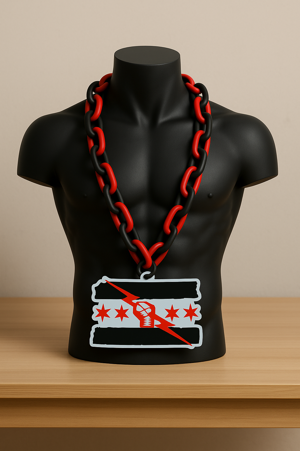 New CM Punk WWE Wrestling Necklace Chain 32" Fan Bling GTS Macho Gear Fist Logo